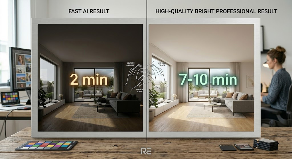 ai photo editing comparison fast vs high quality real estate