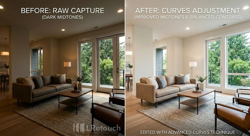 curves adjustment real estate photo brightness