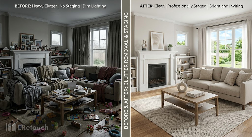 remove clutter real estate photos