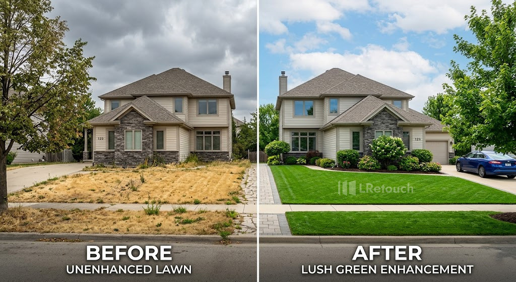 green grass editing real estate photos