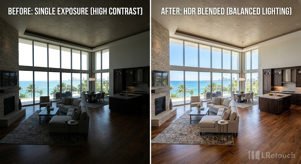 HDR blending real estate photo