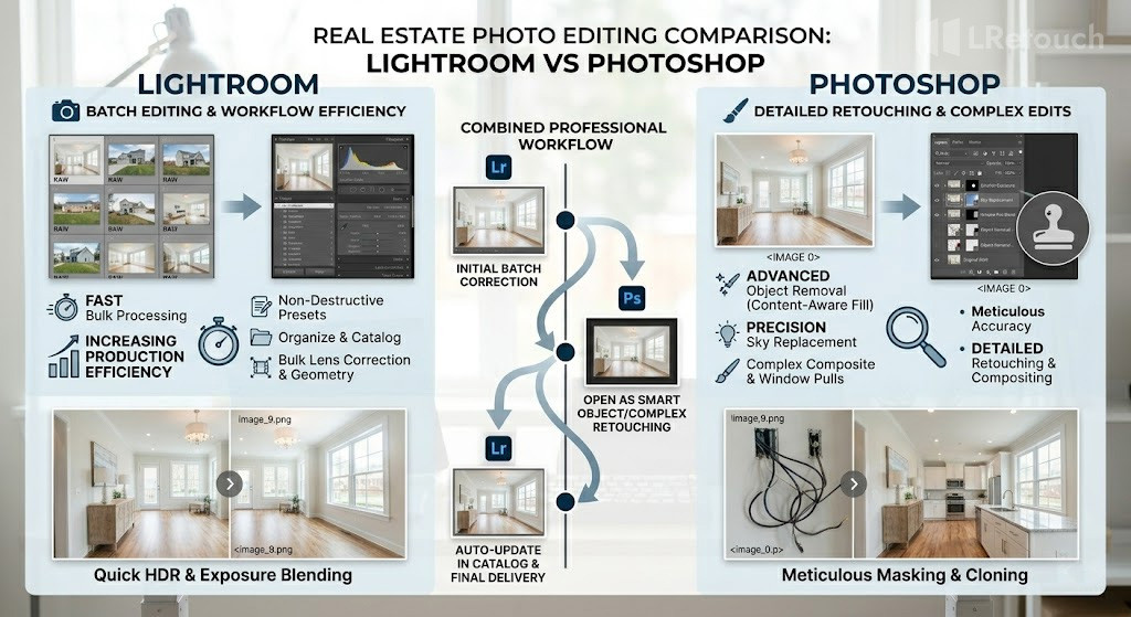 Lightroom vs Photoshop real estate photo editing comparison
