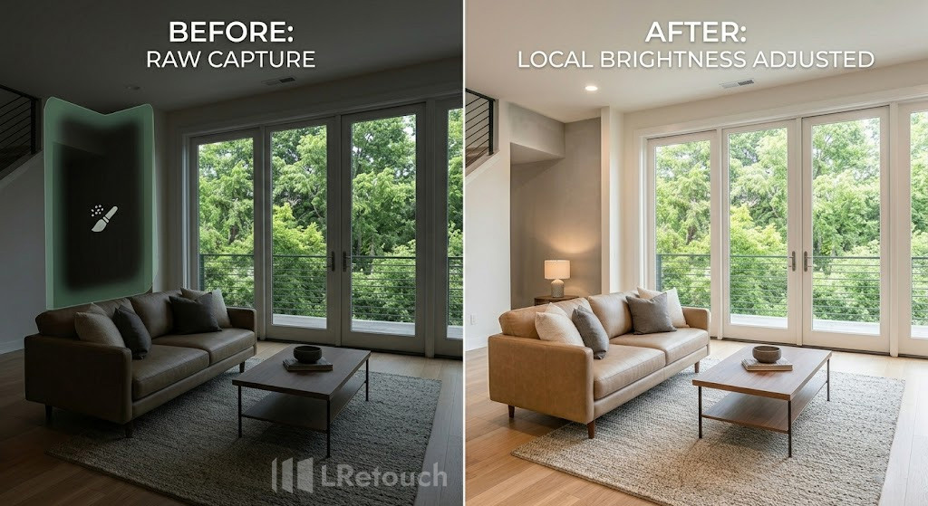 local brightness adjustment real estate photo