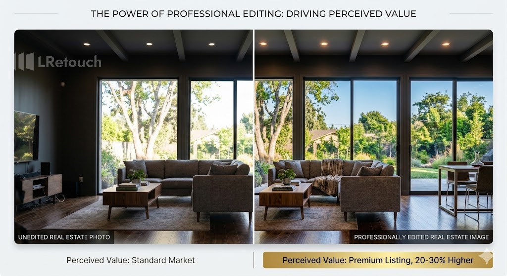 professionally edited real estate image increases perceived value