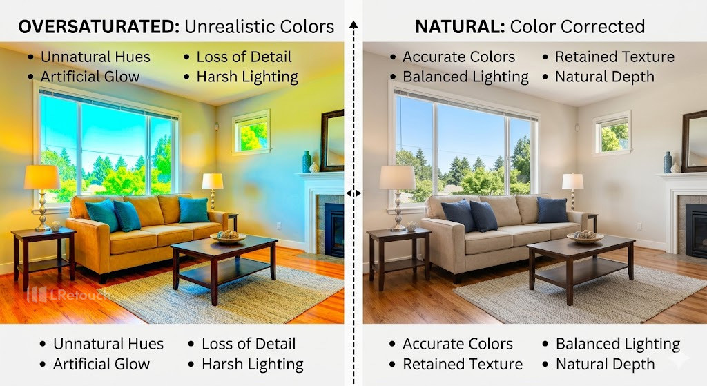 oversaturated real estate photos vs natural colors