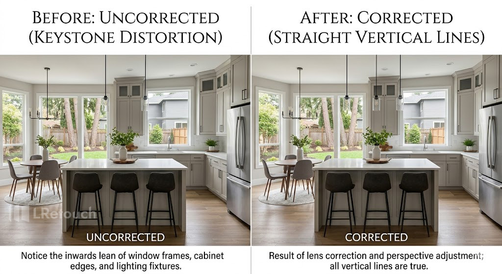 real estate vertical lines correction before after
