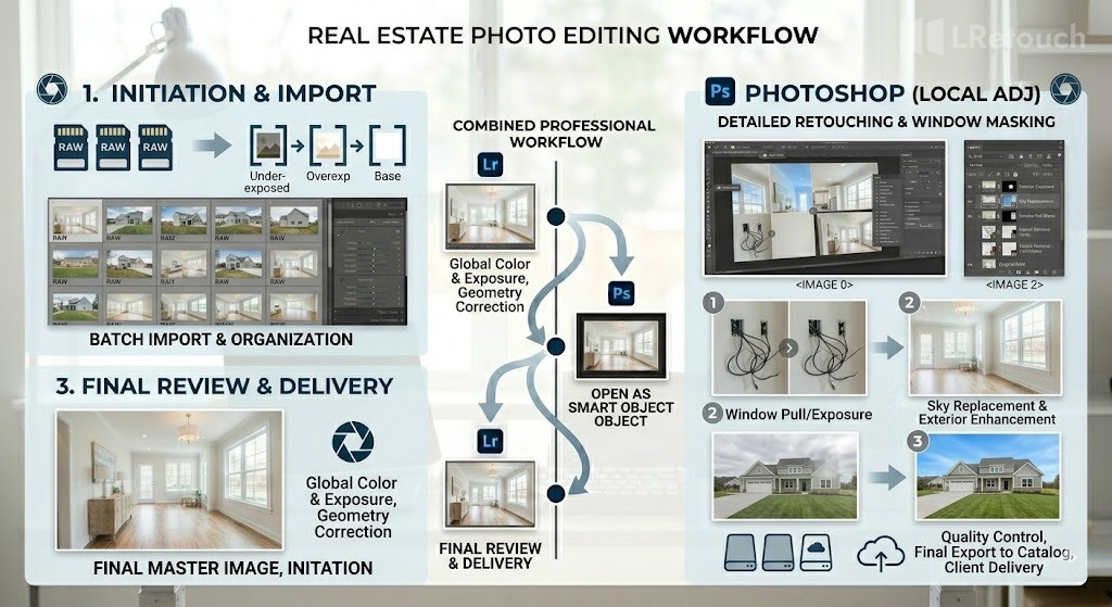 real estate photo editing workflow process