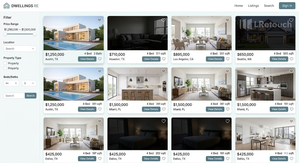 real estate listings with high quality vs low quality images