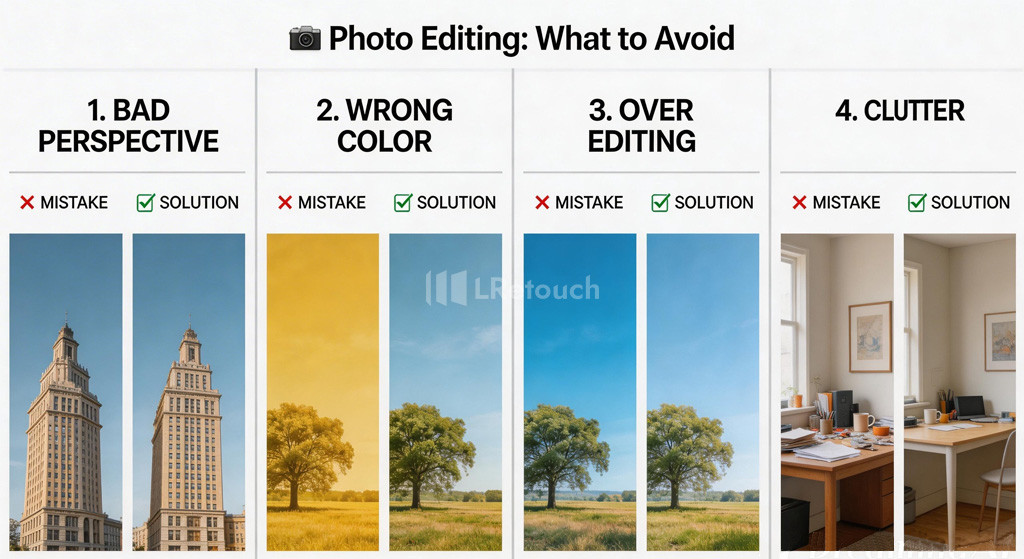real estate photo editing mistakes infographic