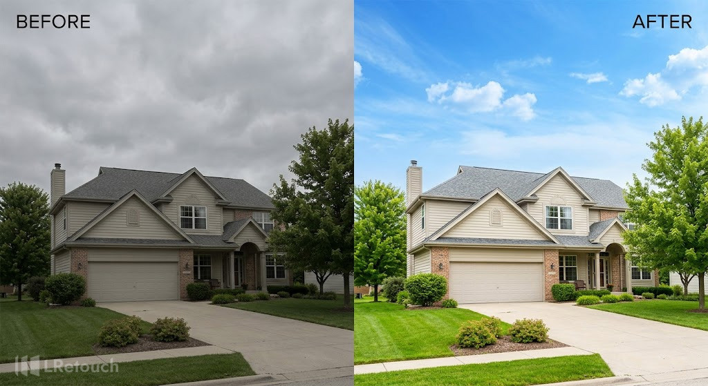 sky replacement real estate before after