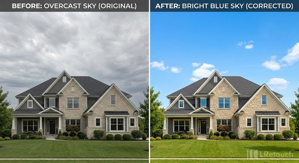 sky replacement real estate photo