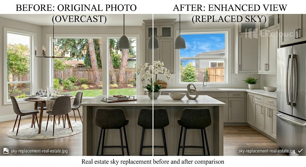 real estate sky replacement before and after