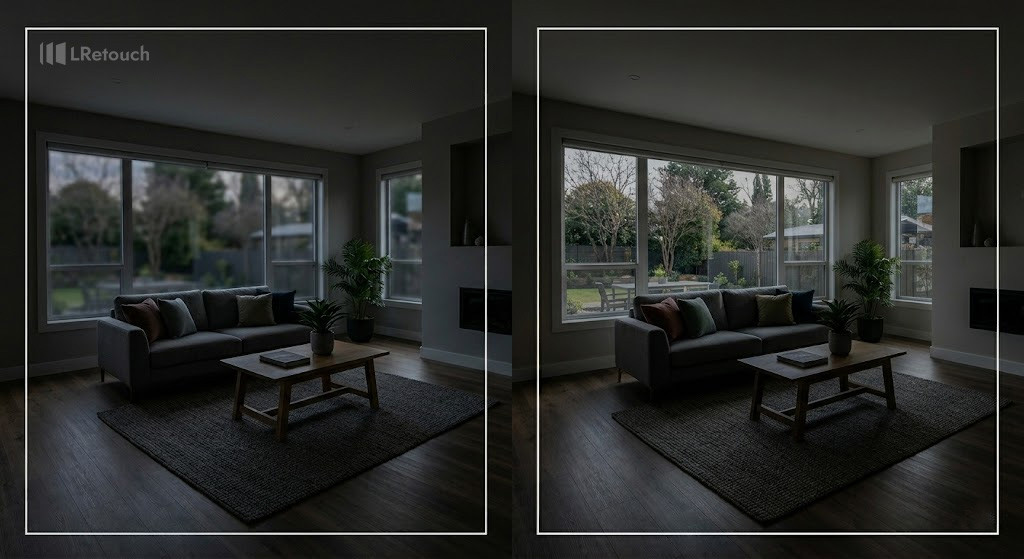 underexposed real estate photo due to incorrect camera settings