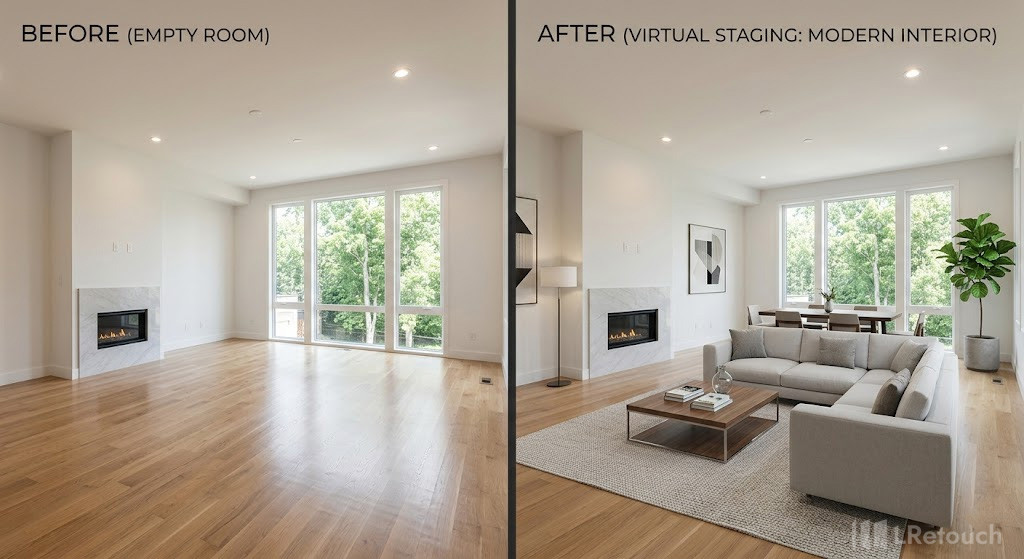 virtual staging real estate before after