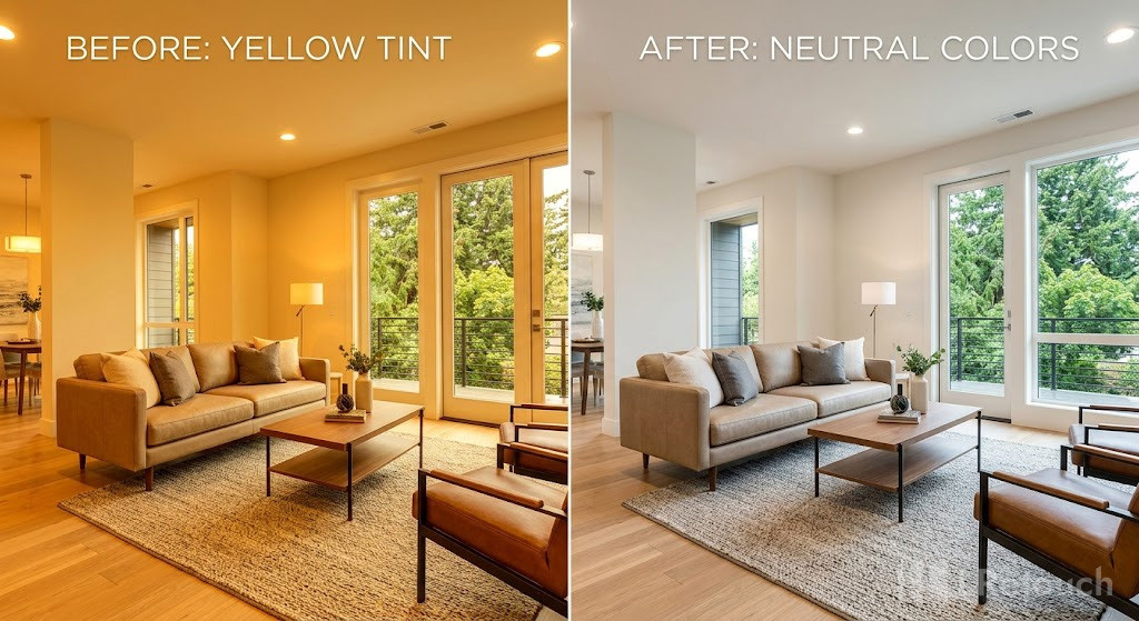 white balance correction real estate photo