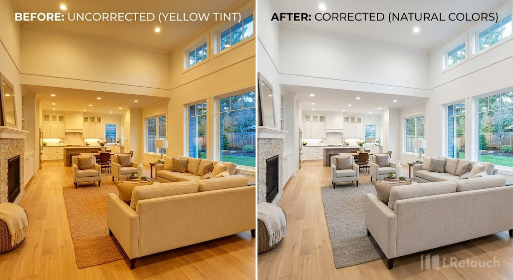 white balance correction real estate photo