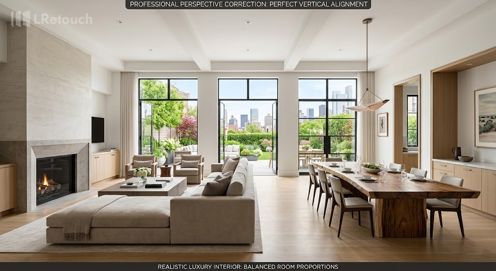 Corrected real estate perspective photo
