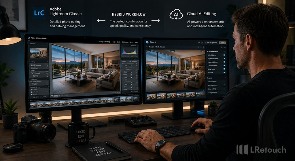 Hybrid cloud workflow for real estate photography