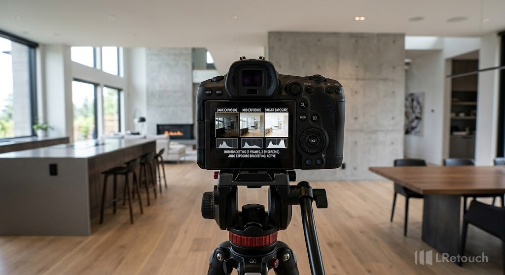 HDR bracketing process in real estate photography