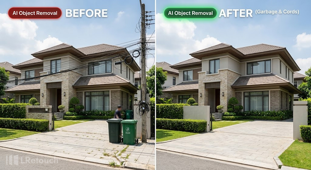 AI object removal in real estate photography