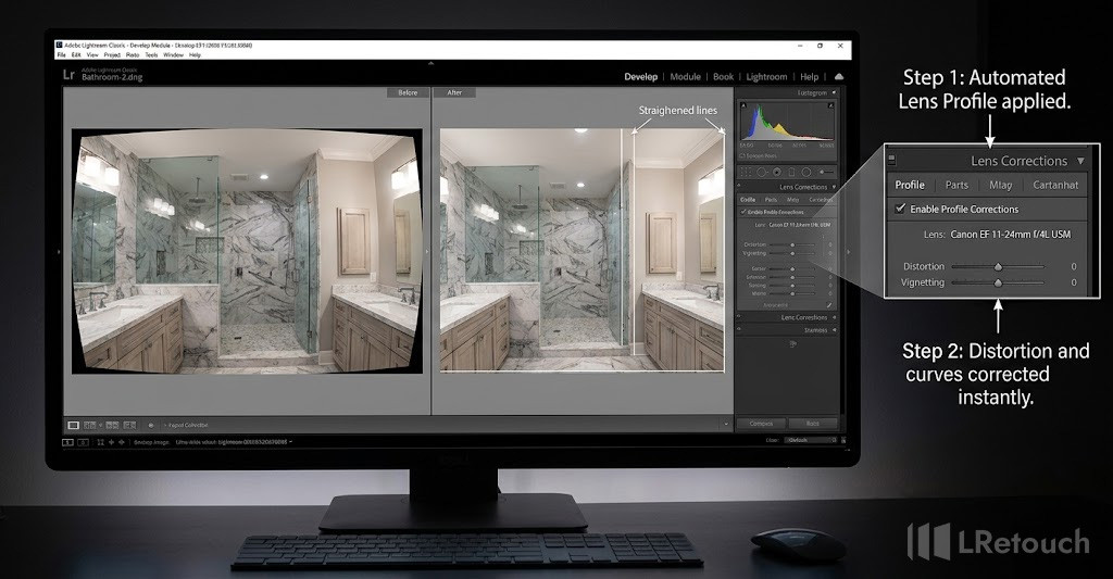 Lens distortion correction in Lightroom