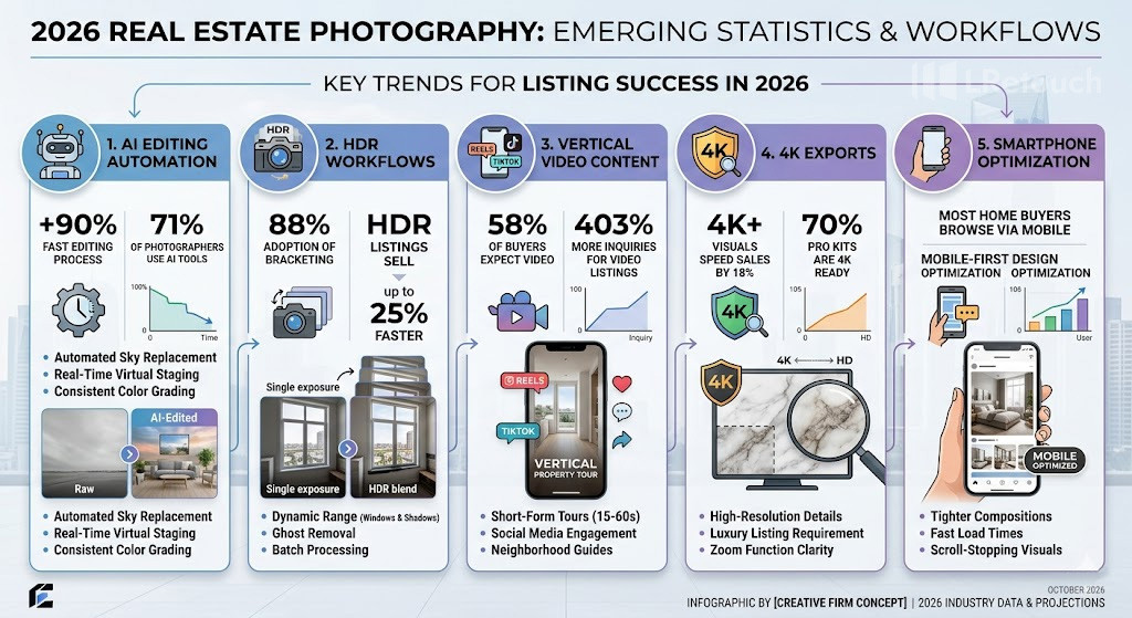 2026 real estate photo editing trends infographic