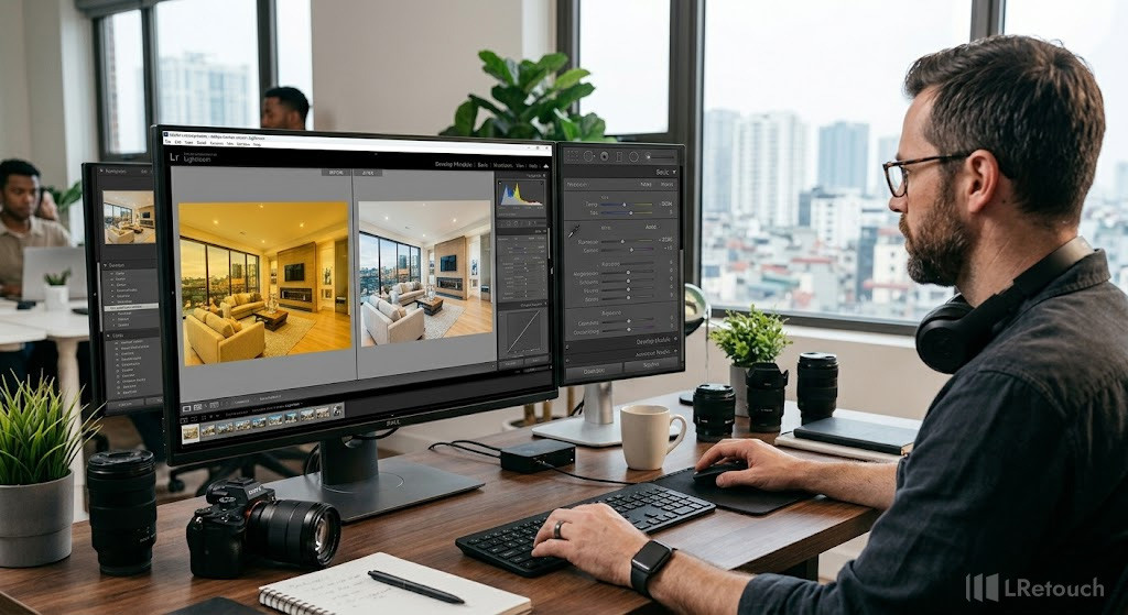 White balance correction in real estate photo editing