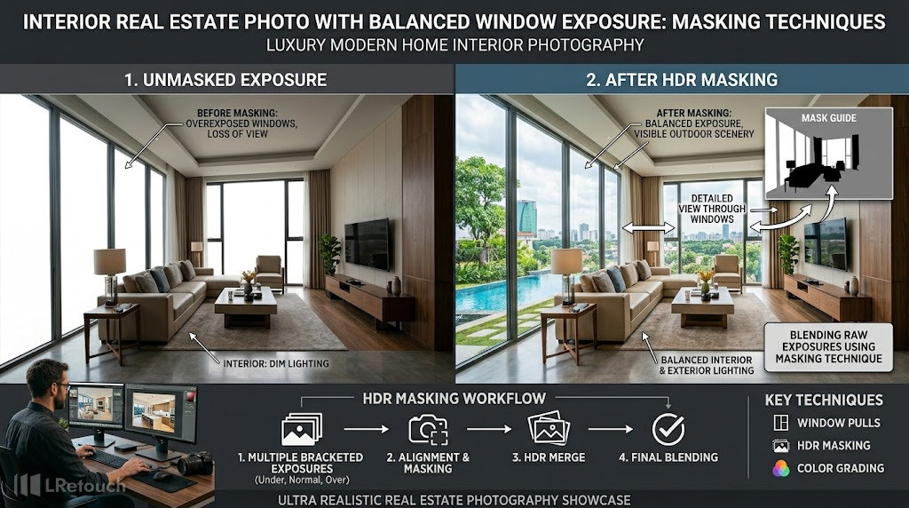 Window pull masking real estate editing technique