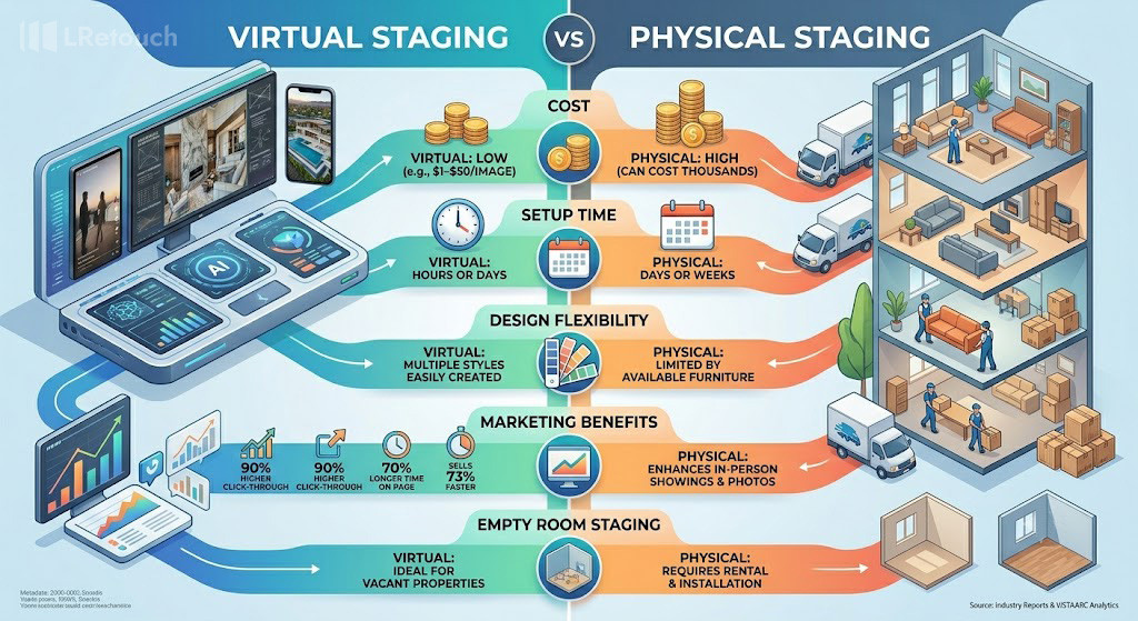 Virtual staging versus real staging cost comparison