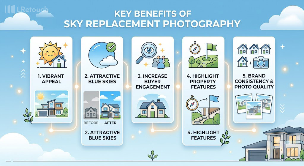 Key benefits of sky replacement real estate photography