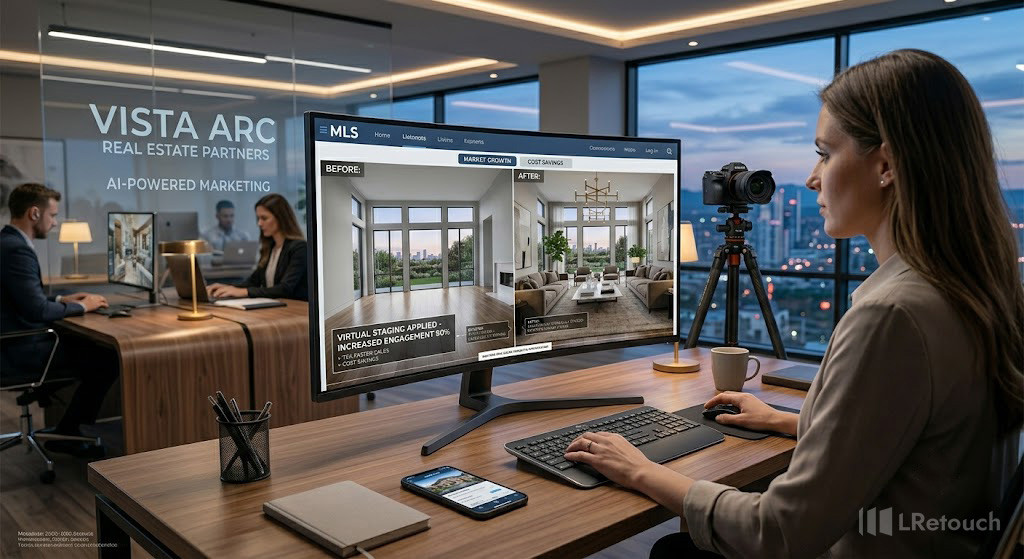 Real estate agent using virtual staging