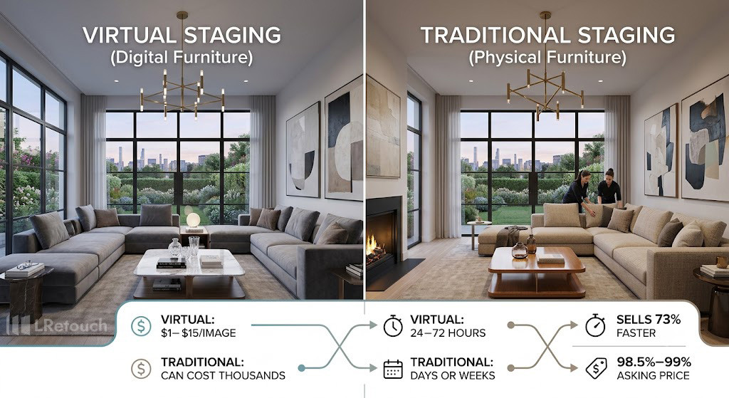 Virtual staging vs traditional staging comparison
