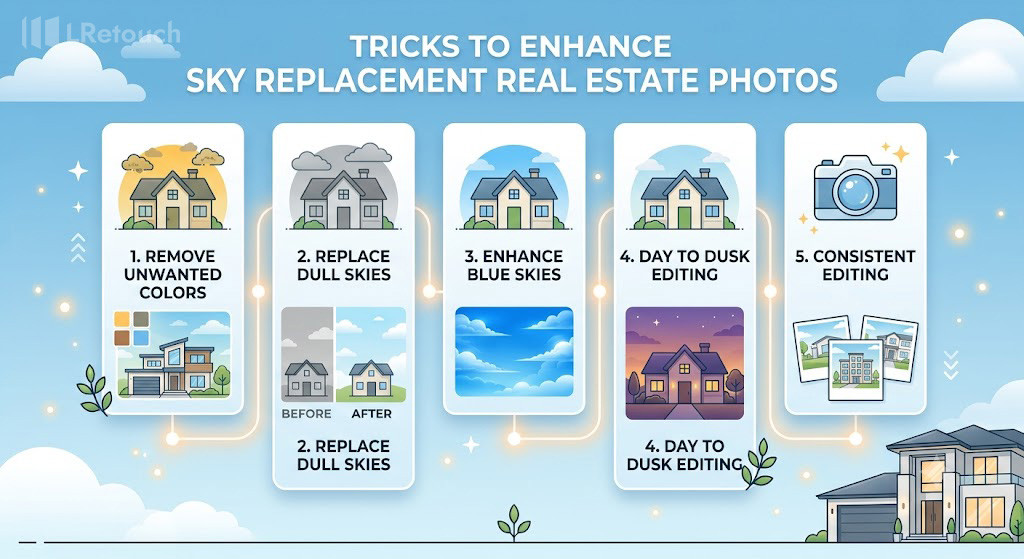 Tricks to enhance sky replacement real estate photos