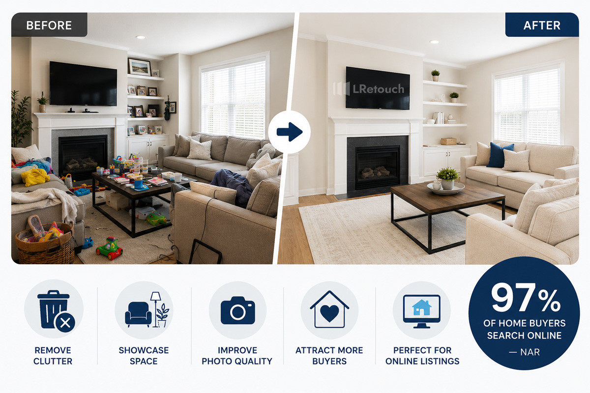 What is declutter real estate photos editing?
