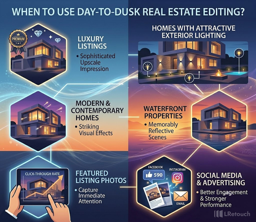 When to use day to dusk real estate editing?