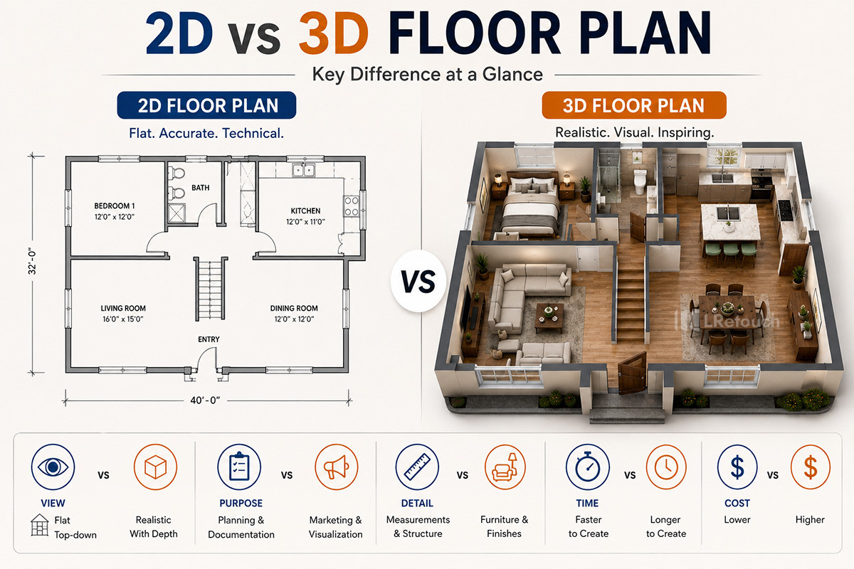 2D vs 3D floor plan: Key difference