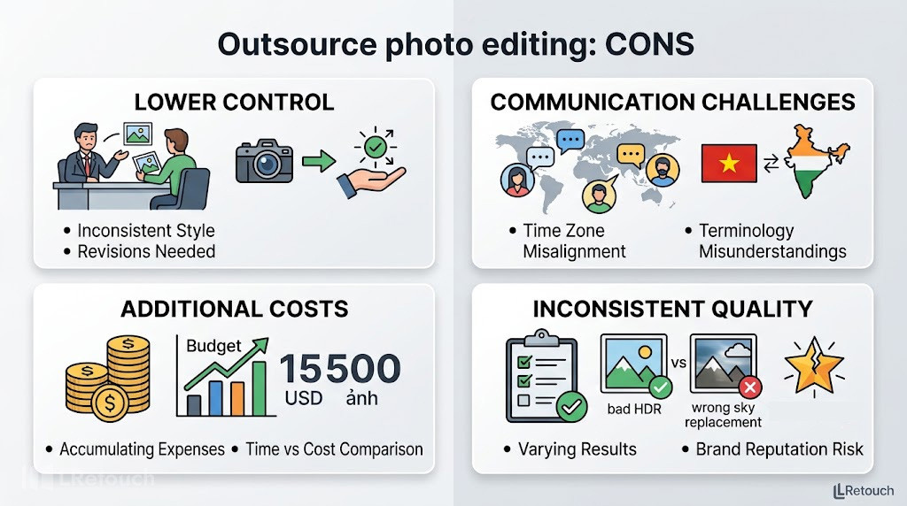 Outsource photo editing: CONS